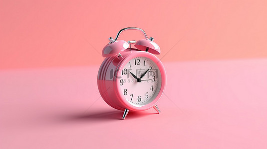 简约设计 3D 渲染的时尚粉色闹钟