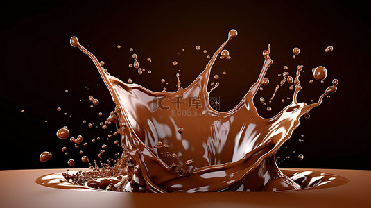 浓郁背景背景图片_使用 3D 图形和渲染创建的浓郁巧克力爆裂背景