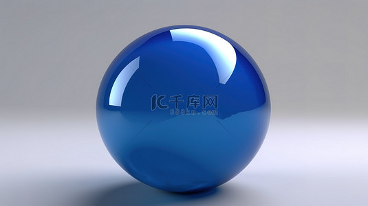 带有 3d 渲染蓝色球体的白色背景
