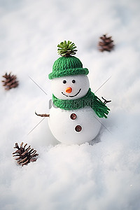 圣诞节雪背景图片_冬天雪中的雪人 免版税