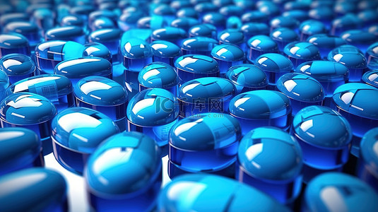 医疗治疗背景图片_用于抗生素和背景治疗的医疗保健医学概念蓝色胶囊丸的 3D 渲染