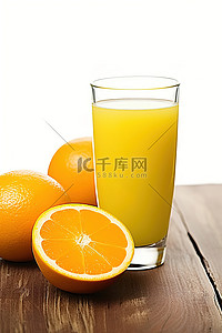 果汁画册背景图片_橙汁切片和玻璃