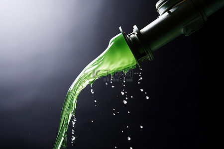 一个绿色的泵从气体喷嘴中喷出