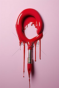 红色的刷子背景图片_用于将红色唇膏涂抹到粉色画布上的红色工具