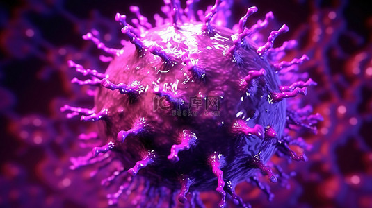 梳理典型背景图片_典型紫色病毒的洋红色口音 3D 渲染