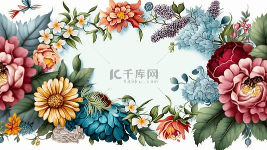 梅花花枝插画背景图片_花卉夜来香梅花丁香桂花