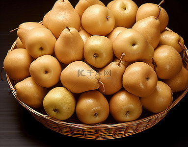 水果梨背景图片_所有的梨都是棕色的，看起来像一个篮子