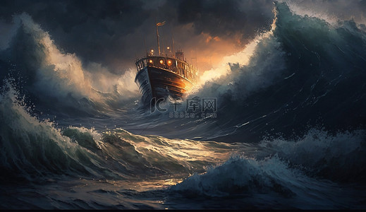航海时代背景图片_海洋船风浪背景