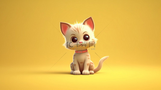 可爱卡通小动物背景图片_可爱的猫科动物 3d 渲染