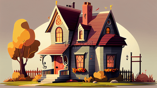 房子卡通简单背景