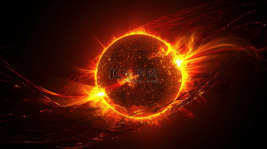 自然光效背景图片_外太空 3d 渲染的太阳日珥和冠状动脉排放