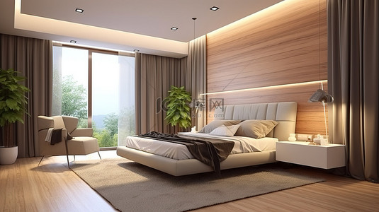 家居清背景图片_3d 可视化的现代卧室