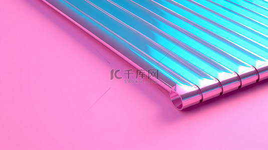 热水器热水器背景图片_3D 渲染中粉红色背景上的双色调蓝色太阳能热水器面板