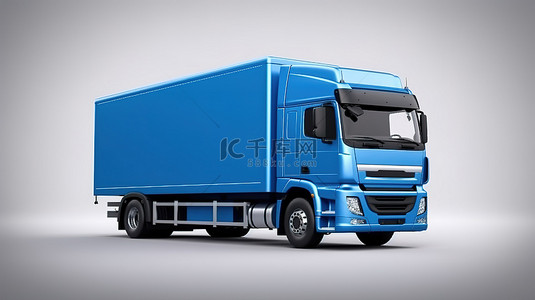 连接到蓝色大卡车的半挂车非常适合以 3D 可视化的自定义图形放置