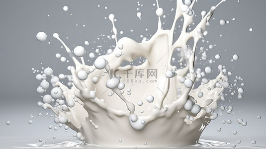 ad钙奶牛奶背景图片_插图 3d 渲染的牛奶溅