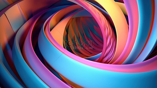 光滑的螺旋发光简约的抽象图案渲染