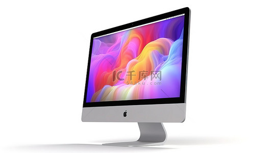 具有 imac 风格 3d 渲染空白屏幕和白色背景上的复制空间的计算机显示器