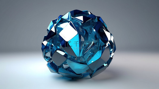 多边形蓝色球体抽象概念图标的 3d 插图
