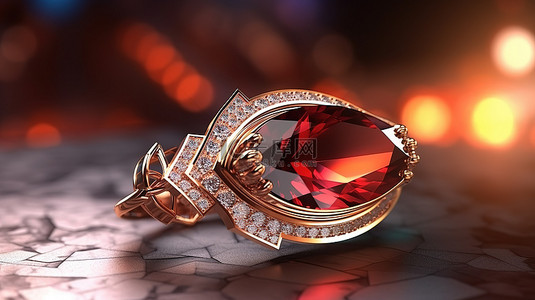 珠宝背景图片_高端珠宝上的精美宝石 3D 渲染 3D 插图