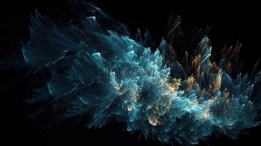 模拟混沌流体运动的分形粒子抽象场的复杂 3D 渲染