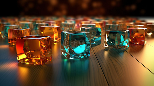 色散效果玻璃形状的 3D 渲染