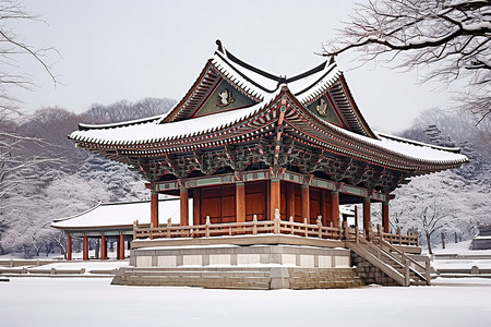 白雪中的景福宫宝塔
