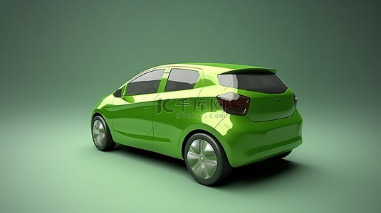 空白画布绿色城市汽车为您的创意 3D 设计插图
