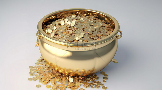 3d 渲染中的一罐金币
