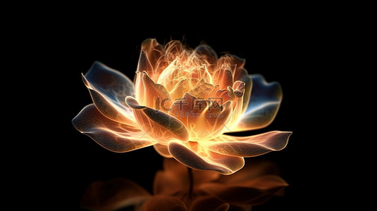 火热的玫瑰花在深色画布上绽放，可视化 3D 中创造的激情情感
