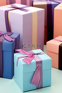 盒子盒背景图片_带礼品标签的蓝色礼品盒