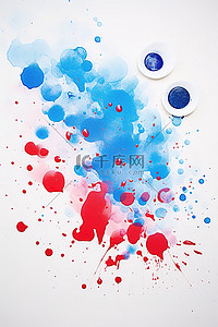 溅背景图片_蓝色油漆泼溅与红色和白色泼溅