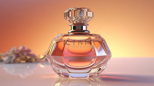 品牌展示模板背景图片_用于品牌展示的精致 3D 渲染香水瓶