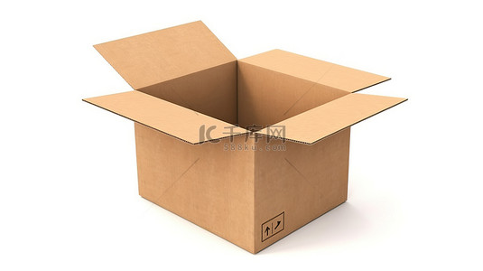 纸箱打包背景图片_运输概念 3d 渲染打开的盒子隔离在白色
