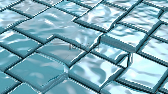 金属瓷砖背景图片_带缺口釉面瓷砖表面的镀锌板的 3d 插图