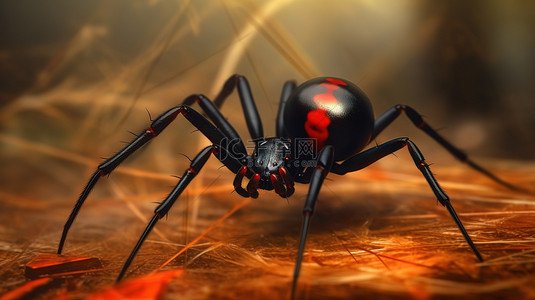 黑寡妇蜘蛛的 3d 插图