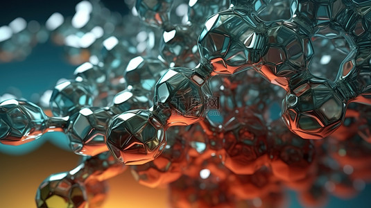生物结构背景图片_三维玻璃结构与分子概念的特写图解