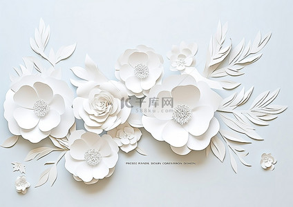 卡片婚礼背景图片_婚礼贺卡框装饰请柬的白花剪纸设计