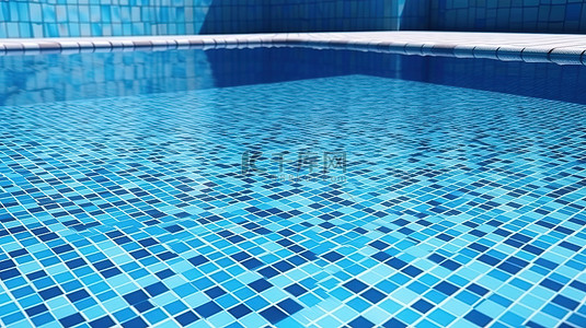 原始蓝色游泳池的 3D 渲染