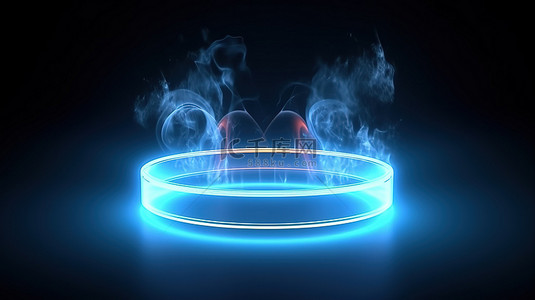 霓虹烟雾背景图片_时尚的未来派设计充满活力的霓虹灯圈，带有 3D 烟雾和白色发光光