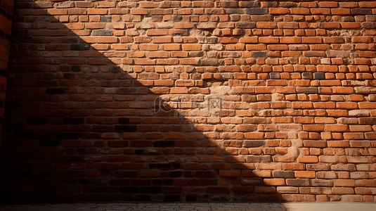 砖墙复古背景图片_阳光下的红砖砖墙背景