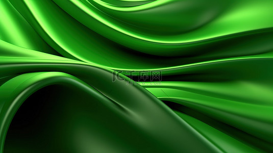 3d 在抽象背景上呈现绿波丝带