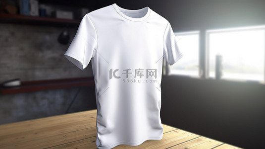 白衬衫背景图片_3d 渲染中的空白白色 T 恤