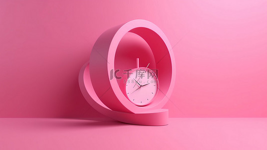 一分钟计时背景图片_3d 渲染插图粉红色背景与 10 分钟图标