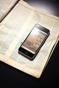 iphone三视图背景图片_电话报纸报纸 iPhone 和桌子附近的报纸
