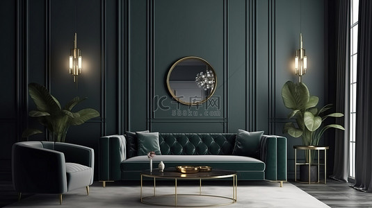 家居家居背景背景图片_带现代沙发和扶手椅的豪华客厅的 3d 渲染