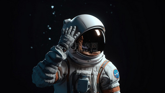 一名白人宇航员通过手势和问号表达困惑失望和疲惫的 3D 插图