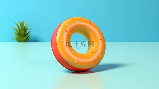 轻松氛围背景图片_简约充气环和橡胶球的夏日氛围 3D 渲染