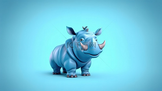 卡通哺乳动物背景图片_有趣的犀牛有趣的 3D 渲染