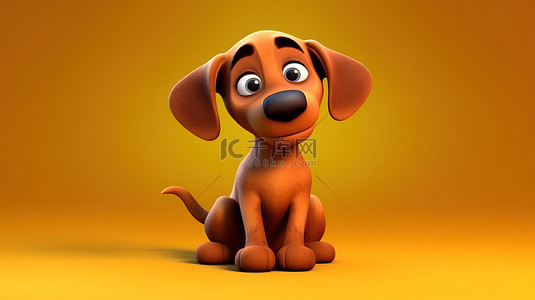 俏皮的 3D 动画棕色犬