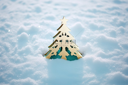 冬天的圣诞树背景图片_雪地上剪下的圣诞树